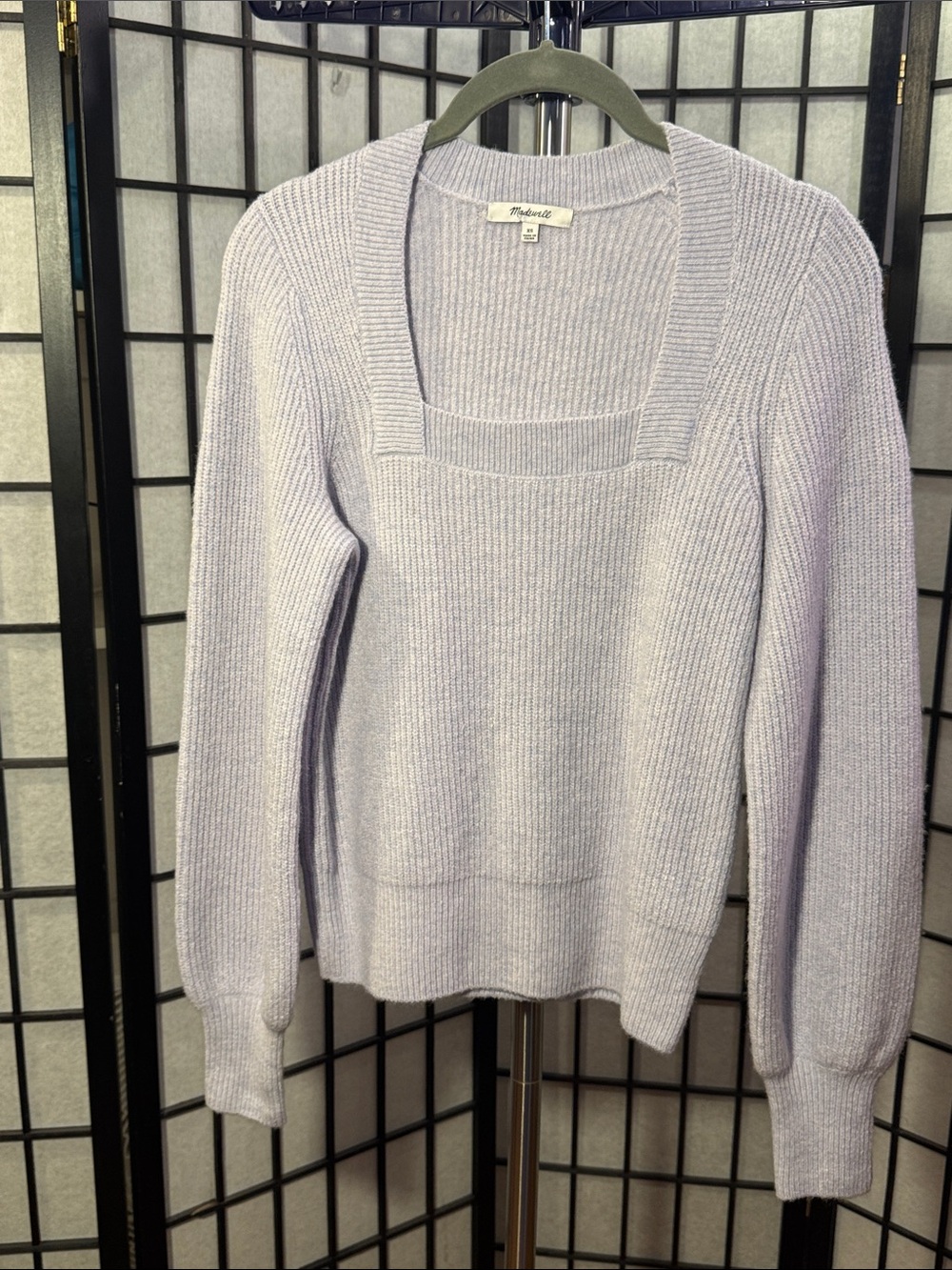 Madewell Soft Lilac Ribbed Square-Neck Sweater